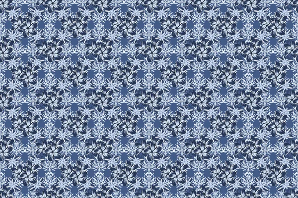 Raszter Illusztráció Zökkenőmentes Virágminta Szürke Kék Ibolya Színekben Tarka Pluméria — Stock Fotó