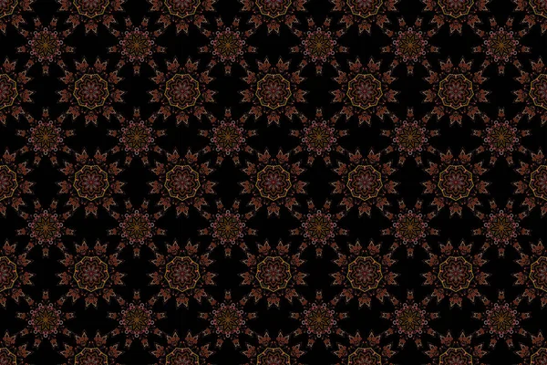 Orange Red Brown Abstract Floral Ornament Raster Seamless Pattern Abstract — Stock Photo, Image