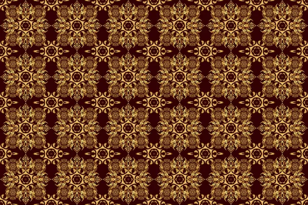 Vintage Seamless Pattern Decoration Fabric Textile Decorative Raster Golden Elements — Stock Photo, Image
