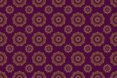 Raster altın mehndi pürüzsüz desen mor üzerinde. Geleneksel Hint tarzı, kına dövmeli altın elementler, altın çıkartmalar, mehndi ve yoga tasarımı, kartlar ve baskılar..