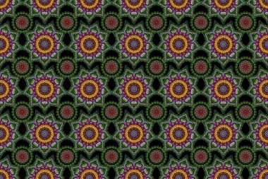 Raster illüstrasyonu. Soyut karalamalarla Damask arkaplan deseni.