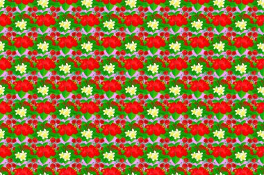 Çiçek izi. Raster hibiscus çiçek desenleri tekrarlanıyor. Pembe bir arka planda, modern çiçeksiz desen..