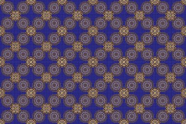 Doodle tarzı Altın Kar Taneleri 'nde kusursuz bir Noel deseni. Kağıt ürünleri, ambalaj, mavi arkaplanda tekstil.