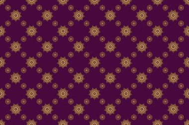 Altın folyo dokusu. Altın halkalar kusursuz desen. Mor arka planda soyut altın geometrik modern tasarım. Art deco tarzı. Raster parlak arkaplan.