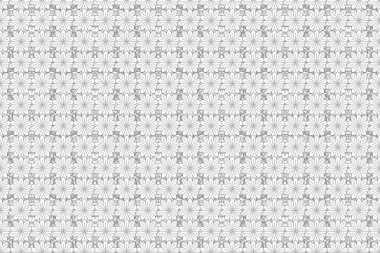 Siluet arkaplan çizimi siyah beyaz renklerle. Özet çiçekleri. Raster dikişsiz Noel şekilli süs deseni.