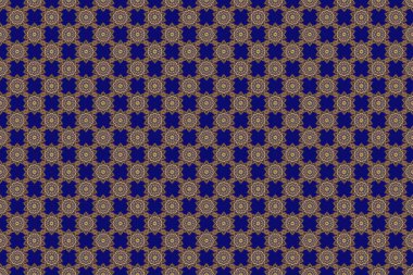 Mavi ve altın rengi geometrik raster pürüzsüz desen, soyut arkaplan.