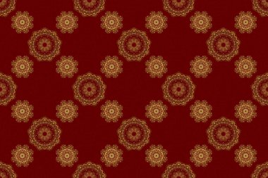 Zengin kartı karşılamak için kullanılabilir. Kırmızı arka planda Raster altın süsü. Kırmızı arka planda altın elementli desen. Klasik dikişsiz doku.