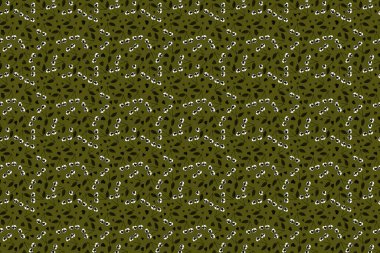 Yaz rasterinin pürüzsüz deseni. Yeşil, kahverengi ve gri renklerde kirazlı soyut arkaplan kompozisyonu, sıçrama, karalama ve stilize kirazlar.