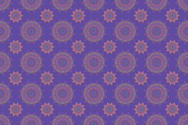 Enfes bir barok şablonu. Raster damaskesiz desen pembe, yeşil ve mor renklerde. Klasik lüks eski moda İspanyol aksesuarı, kraliyet Viktorya dönemi tekstil veya kumaş için dikişsiz dokusu.