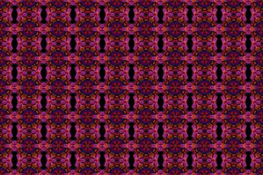 Kırmızı, mor ve menekşe renginde pürüzsüz bir desen. Doğulu, çiçekli bir süs. Halılar, tekstil, duvar kağıtları ve herhangi bir yüzey için şablonlar.