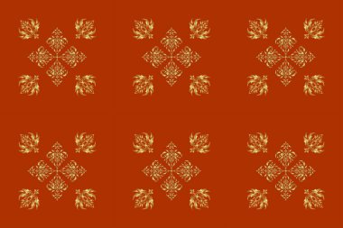 Altın süslemeli, pürüzsüz bir desen. Kahverengi arkaplandaki altın doku.