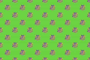 Kusursuz el çizimi gül deseni, mor ve sarı renkler.