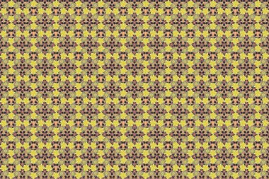 Gri, sarı ve bej renklerde kusursuz çiçek deseni. Raster illüstrasyonu.