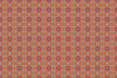 Damask, mavi ve yeşil renklerde kusursuz desen. Raster illüstrasyonu.