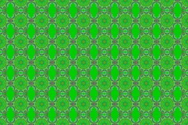 Ortaçağ çiçek desenli. Dekoratif simetri arabesk. Yeşil ve kahverengi desenli. Doğum günü kartı, davetiye ya da afiş için uygun. Raster illüstrasyonu.