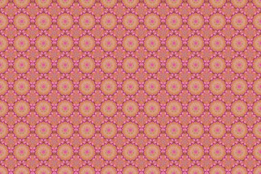 Güzel kırmızı ve turuncu el yapımı, dikişsiz raster çizimi. Çiçek ve Mandala elementleriyle kusursuz bir desen..