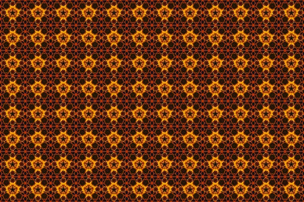 ラスターイラスト カットアウト紙レースの質感 ラスターチュールの背景 オレンジ 茶色の渦状のシームレスなパターン — ストック写真