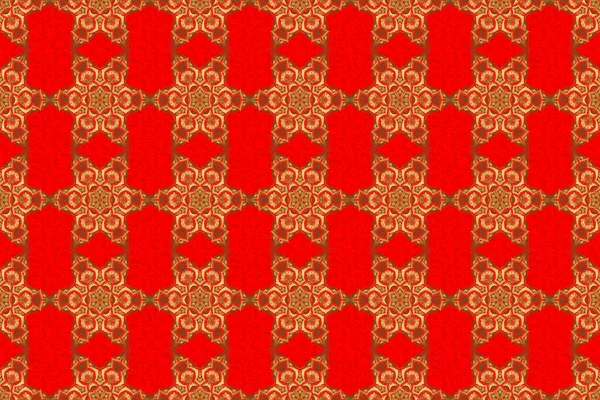 Ornate Golden Decor Fabric Traditional Arabic Ornament Golden Elements Red — Stock Photo, Image