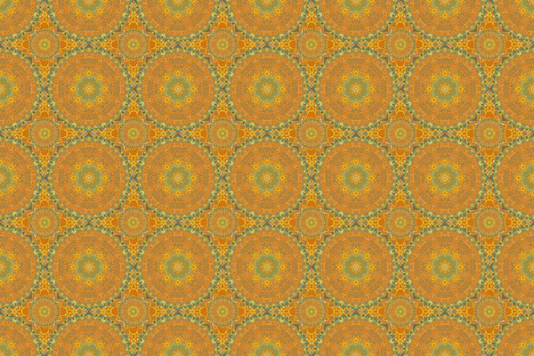 Винтажная Безseamless Сетка Дизайна Искушает Бесшовный Узор Восточном Стиле Оранжевыми — стоковое фото