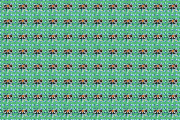 Друкарська Алога Синьою Зеленою Сірою Квітковою Ілюстрацією Гібіска Футболки Безшовною — стокове фото