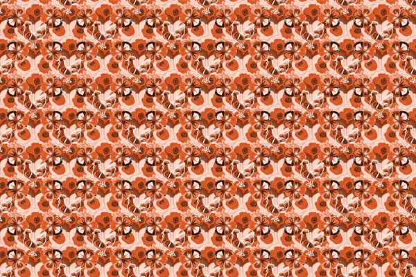 Naadloze Textuur Van Bloemsieraad Roze Bruine Oranje Kleuren Raster Illustratie — Stockfoto