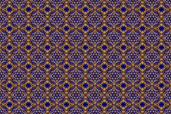 Patrón Azul Dorado Sin Costuras Ornamento Geométrico Repetitivo Trama Con —  Fotos de Stock