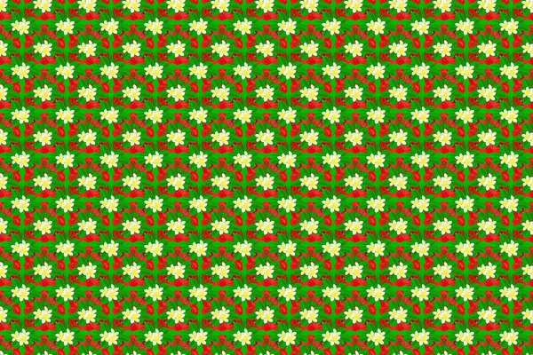 Fundo Floral Padrão Raster Sem Costura Fundo Verde Com Flores — Fotografia de Stock