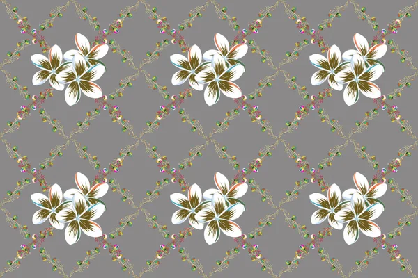 Floral Print Wiederholtes Raster Blumenmuster Modernes Buntes Blumenmuster Grünen Und — Stockfoto