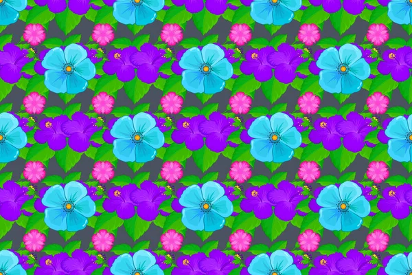 Patrón Fondo Sin Costuras Con Flores Tropicales Hojas Sobre Fondo — Foto de Stock