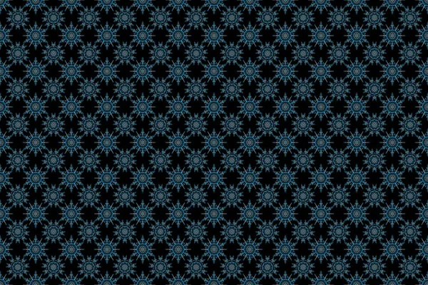 Ornamental Patter Blue Colors Raster Seamless Damask Pattern Classic Wallpaper — Stock Photo, Image