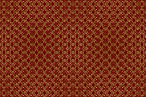 赤を基調としたロイヤルゴールドのシームレスなパターン 招待状 包装のための豪華な装飾 ラスターイラスト — ストック写真