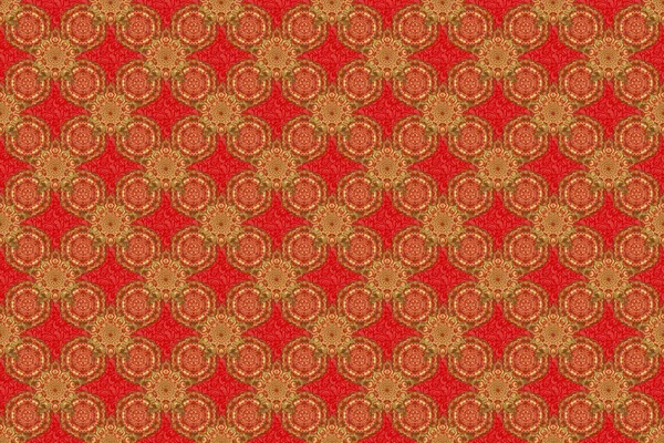 Seamless Abstract Background Golden Repeating Elements Red Golden Pattern Elegant — Stock Photo, Image