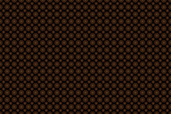 Seamless pattern on black background. Arab, Asian, ottoman motifs in orange, yellow and green colors. Simple snowflakes seamless pattern, floral elements, decorative ornament. Illustration.