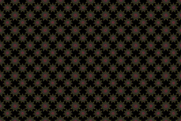Green ornament on a black background. Floral seamless pattern. Seamless background. Wallpaper baroque, damask.