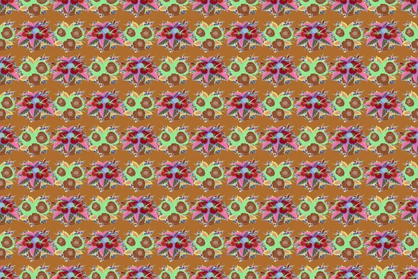 Ditsy Style Raster Illustration Seamless Pattern Image Many Flowers Small — Stock Photo, Image