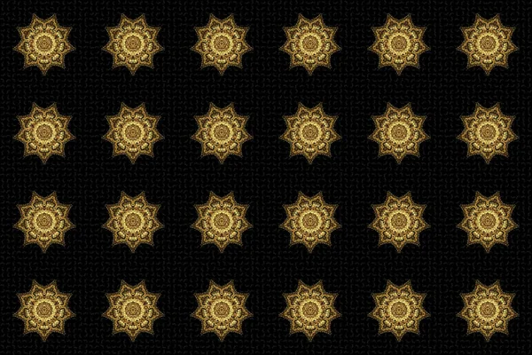 Абстрактный Шаблон Золотая Мандала Ручной Работы Черном Фоне — стоковое фото