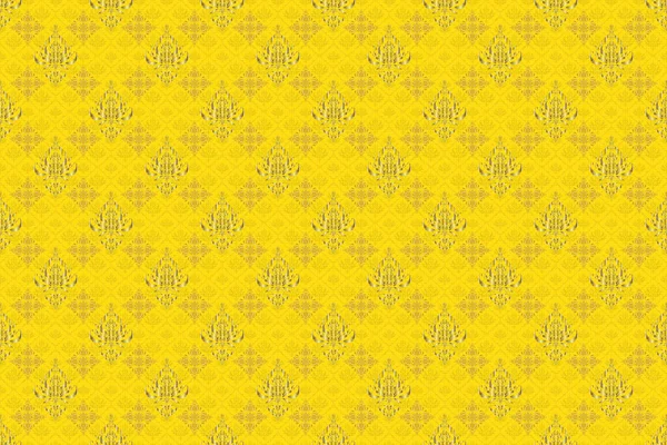 ゴールド装飾シームレスパターン デザイン招待状 カード 壁紙やファブリックのための黄色の背景にゴールデンラスタープリント — ストック写真