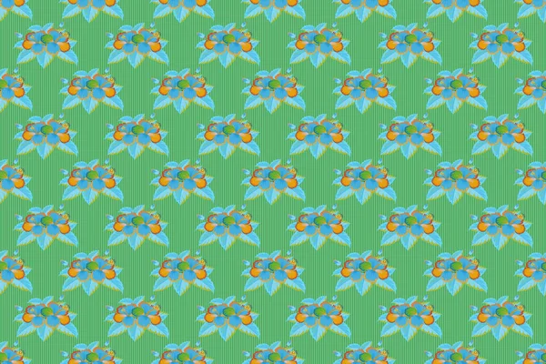 Летний Дизайн Растерянный Цветок Натуральный Желтый Синий Зеленый Гибискус Безморщинистый — стоковое фото