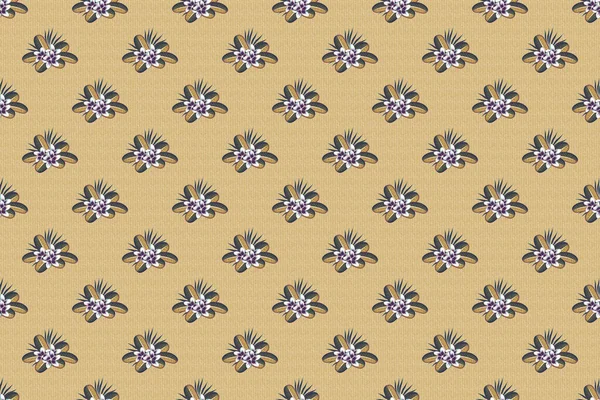 Beautiful pattern for decoration and design. Watercolor seamless pattern with plumeria flowers. Exquisite pattern with plumeria flowers in vintage style. Trendy print in gray, yellow and beige colors.