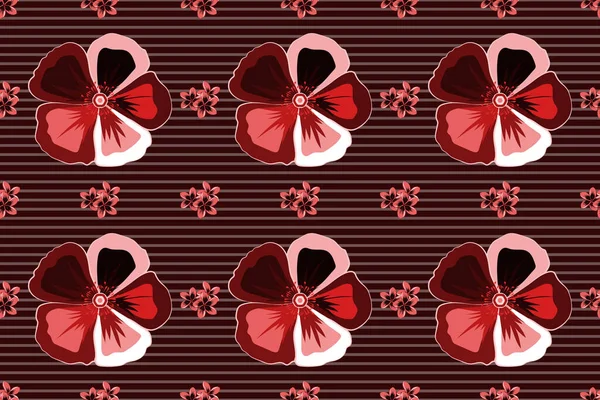Raster Nahtloses Blumenmuster Mit Kosmos Blüten Und Blättern Roten Rosa — Stockfoto