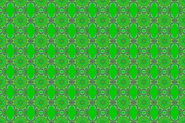 Středověký Květinový Královský Vzor Dekorativní Symetrie Arabesque Zelené Hnědé Bezešvé — Stock fotografie