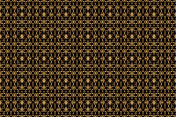 伝統的なタイの黄金の背景とグリッドと質感 生地や繊維のための黄金のパターンタイシルクスタイルラスターデザイン 黒い背景に金色のラインタイシームレスパターン — ストック写真