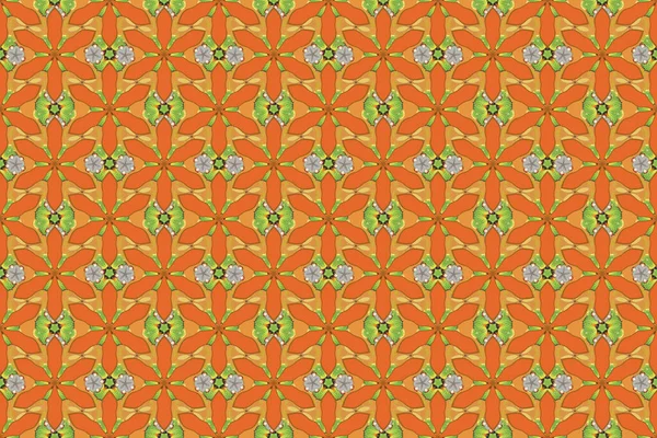 Seamless Pattern Abstrat Flowers Yellow Orange Brown Colors Vintage Style — Stock Photo, Image