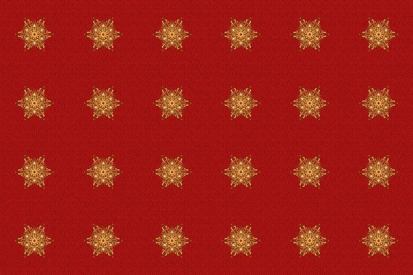 Raster Golden Mandala Ornament Invitation Card Vintage Decorative Elements Red — Stock Photo, Image