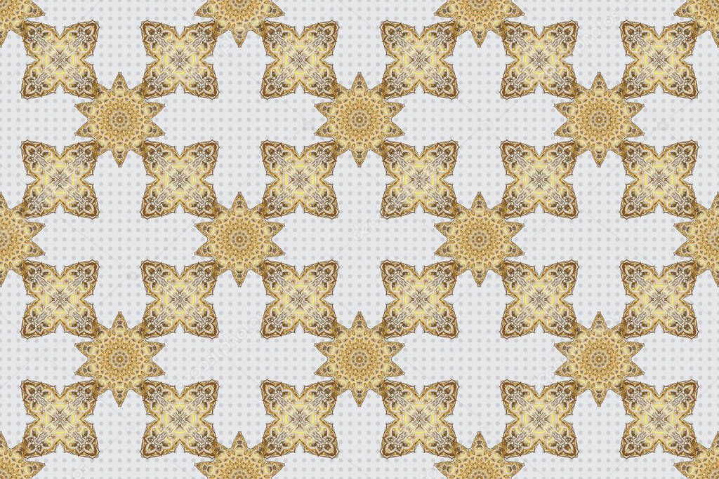 Royal golden seamless pattern on a gray background. Luxury ornament for wallpaper, invitation, wrapping. Raster illustration.