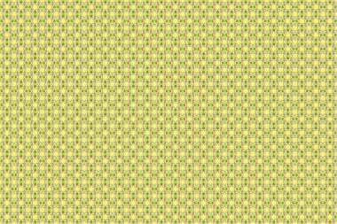 Bej, yeşil ve sarı renklerde çiçek motifleri olan soyut zerafet deseni. Raster illüstrasyonu.