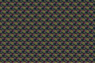 Gri, yeşil ve mor renklerde pürüzsüz raster desenli şirin plumeria çiçekleri. Çiçek arka planı.