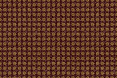 Soyut kahverengi arka plan ve altın geometrik süs. Geleneksel Noel renklerinde pürüzsüz bir desen. Dijital kağıt, tekstil baskısı, sayfa doldurma için kullanılabilir.