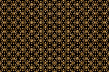 Siyah bir arkaplanda yıldız deseni, altın rengi bir süs. Raster kusursuz bir geçmişi var. Şatafatlı, yıldızlı, kusursuz bir desen. Altın madalyalar.