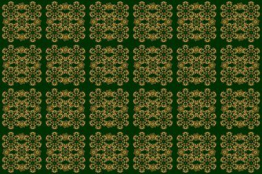 Raster geometrik kusursuz desenli ve altın eğimli. Geometrik arkaplan. Yeşil bir arkaplanda altın rengi, kusursuz bir illüstrasyon. Senin tasarımın için, duvar kağıdı..